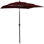 vidaXL Parasol 3-laags met aluminium paal 2x2 m bordeauxrood, Verzenden, Nieuw, 2 tot 3 meter
