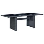 vidaXL Tuintafel poly rattan en gehard glas donkergrijs, Tuin en Terras, Tuintafels, Verzenden, Nieuw