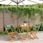 vidaXL 3-delige Bistroset bladpatroon stof en massief hout, Verzenden, Nieuw, Hardhout