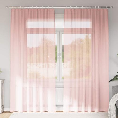 vidaXL Gordijnen voile met roedezakken 2 st roze, Huis en Inrichting, Stoffering | Gordijnen en Lamellen, Nieuw, Verzenden