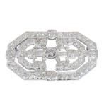 Broche Platina - 8.04ct. tw. - Diamant - Vintage 1930s Art