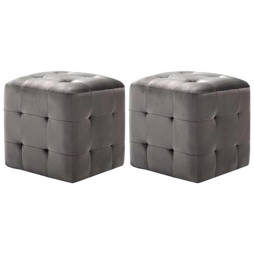 vidaXL Poef 2 st 30x30x30 cm fluweel grijs, Huis en Inrichting, Banken | Voetenbanken en Poefen, Nieuw, Verzenden