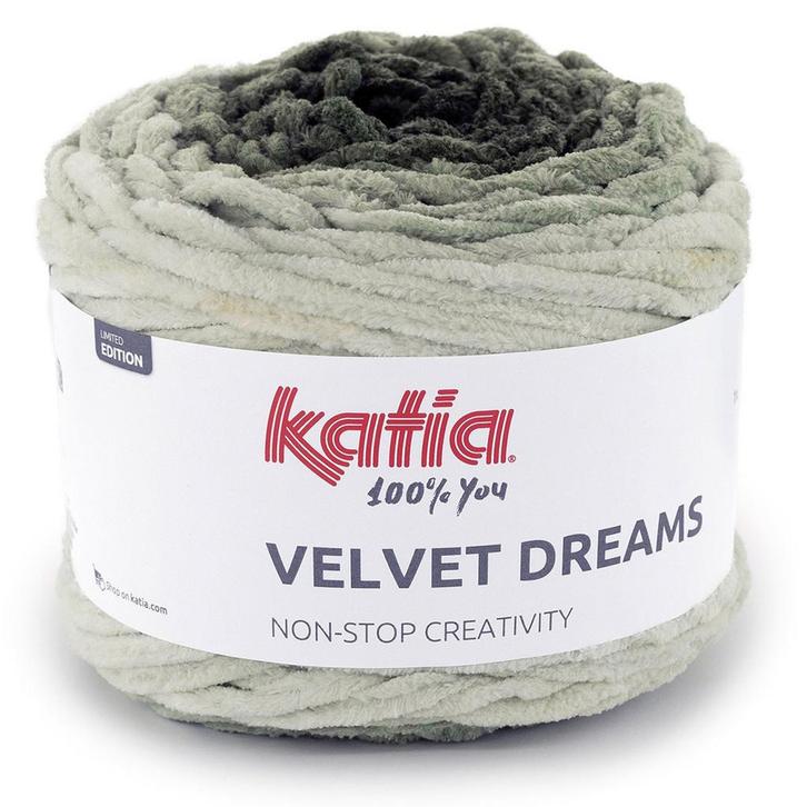 Katia Velvet Dreams - 106 Legergroen - Chenille Garencake, Hobby en Vrije tijd, Breien en Haken, Ophalen of Verzenden
