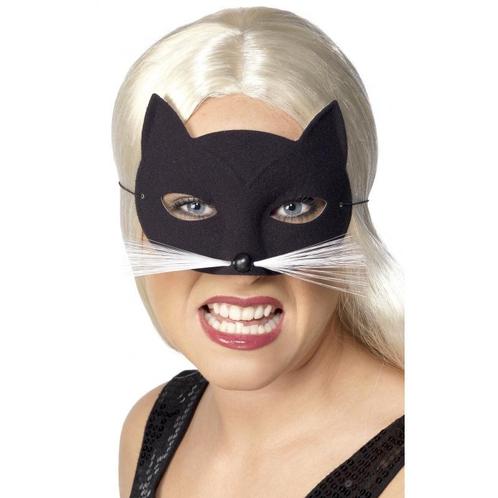 Kunstof zwarte katten masker - Oogmaskers, Hobby en Vrije tijd, Feestartikelen, Verzenden