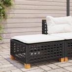 vidaXL Tuinkruk met kussen 63,5x56x32 cm poly rattan zwart, Verzenden, Nieuw, Rotan