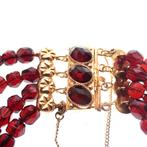 Glaskralen armband met gouden slot; Antiek/vintage | Ø 50 m, Sieraden, Tassen en Uiterlijk, Armbanden, Gebruikt, Overige kleuren