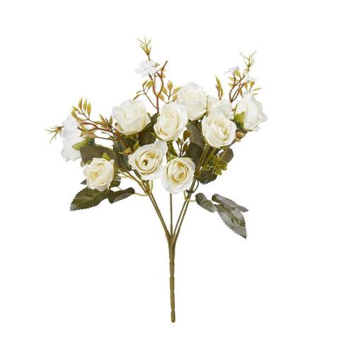 Kunst Rozenstruik 10 Bloemen Wit 30cm, Hobby en Vrije tijd, Taarten en Cupcakes maken, Nieuw, Verzenden