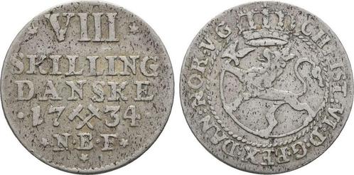 8 Skilling Kongsberg 1734 Nbf Norwegen: Christian Vi, 173..., Postzegels en Munten, Munten | Europa | Niet-Euromunten, Verzenden