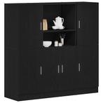 vidaXL 3-delige Keukenkastenset bewerkt hout zwart, Huis en Inrichting, Woonaccessoires | Wandplanken en Boekenplanken, Verzenden