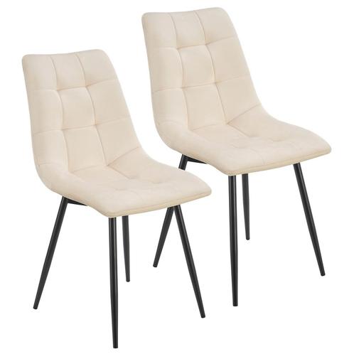Stalen Eetkamerstoelen Blanca - Set van 2 - Beige - Fluweel, Huis en Inrichting, Stoelen, Nieuw, Verzenden