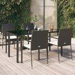 vidaXL 5-delige Tuinset met kussens poly rattan zwart, 4 zitplaatsen, Nieuw, Tuinset, Verzenden