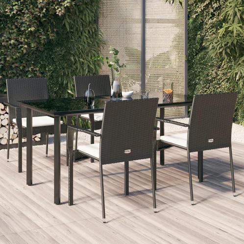vidaXL 5-delige Tuinset met kussens poly rattan zwart, Tuin en Terras, Tuinsets en Loungesets, Tuinset, Nieuw, 4 zitplaatsen, Rotan