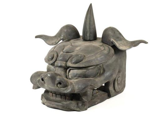 65cm - Large Lion Head  - Beeld Hout - Japan, Antiek en Kunst, Antiek | Overige Antiek