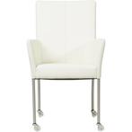 Leren eetkamerstoel Comfort met wieltjes en armleuning -, Huis en Inrichting, Stoelen, Leren eetkamerstoel Comfort met wieltjes en armleuning - Toledo Bianco (gebroken wit) - Poten staal vierkant RVS past perfect in uw interieur als u woonstijl: Modern is.