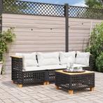 vidaXL Tuinbank 3-zits met kussens poly rattan zwart, Verzenden, Nieuw, Rotan