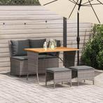vidaXL 4-delige Tuinset met kussens poly rattan grijs, Tuin en Terras, 3 zitplaatsen, Nieuw, Tuinset, Verzenden