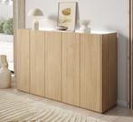Meubella - Schoenenkast Eiken wit 156cm Opbergkast 5 deuren, Huis en Inrichting, Kasten | Vitrinekasten, Verzenden, 150 tot 200 cm