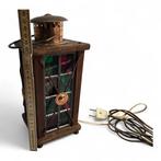 Tafellamp - Glas, Hout, Koper, Messing, Metaal