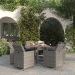 vidaXL 9-delige Tuinset met kussens poly rattan grijs, Verzenden, Nieuw, Rotan, Tuinset