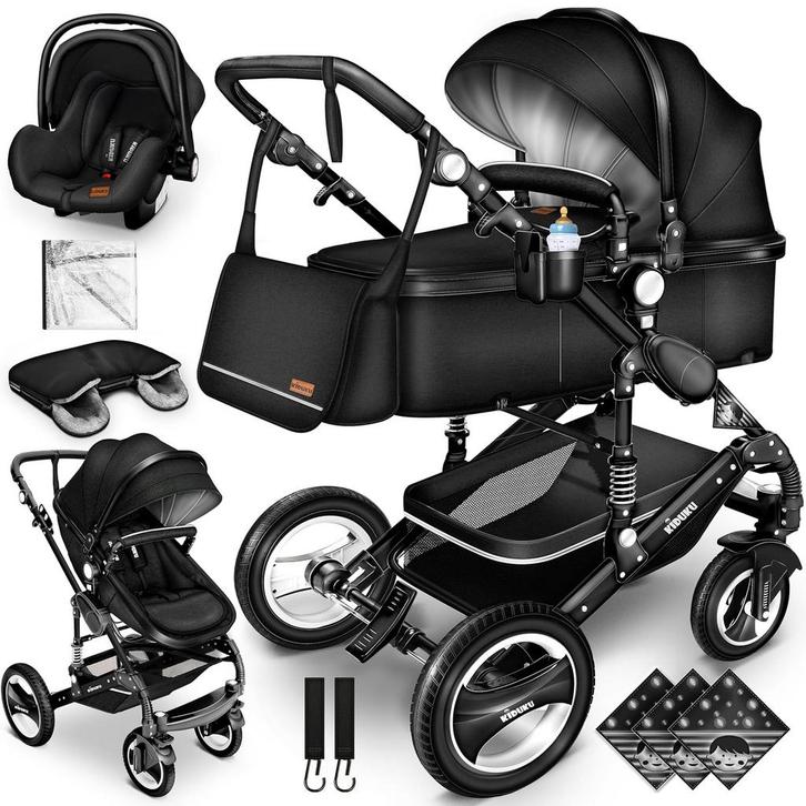 Kinderwagen 3 in 1 - Buggy - Wandelwagen - Kinderbuggy - Zwa, Kinderen en Baby's, Kinderwagens en Combinaties, Zo goed als nieuw