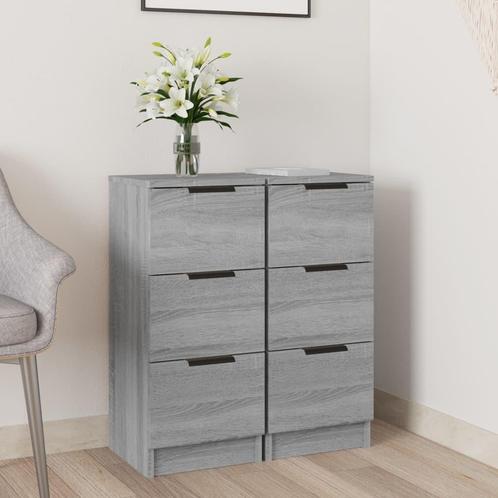 vidaXL Dressoirs 2 st 30x30x70 cm bewerkt hout grijs sonoma, Huis en Inrichting, Kasten | Dressoirs, 25 tot 50 cm, Nieuw, Minder dan 50 cm