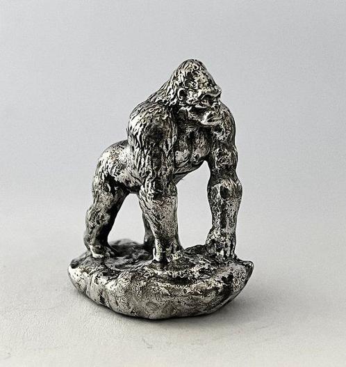 Miniatuur figuur - Massief zilveren Gorilla - .925 zilver, Antiek en Kunst, Antiek | Goud en Zilver