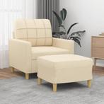 vidaXL Fauteuil met voetenbank 60 cm stof crèmekleurig, Eenpersoons, Verzenden, Nieuw, Minder dan 150 cm
