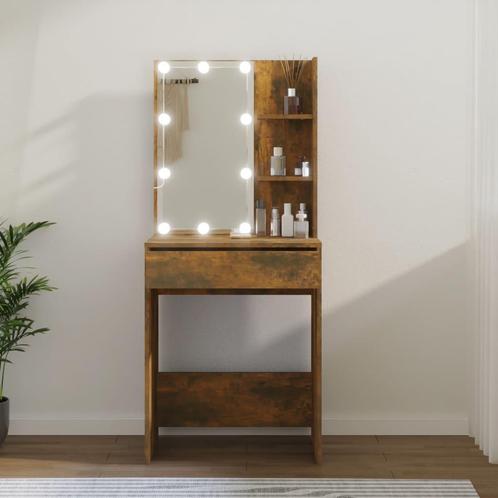vidaXL Kaptafel met LED-verlichting 60x40x140 cm gerookt, Huis en Inrichting, Tafels | Salontafels, 50 tot 100 cm, Nieuw, Overige houtsoorten