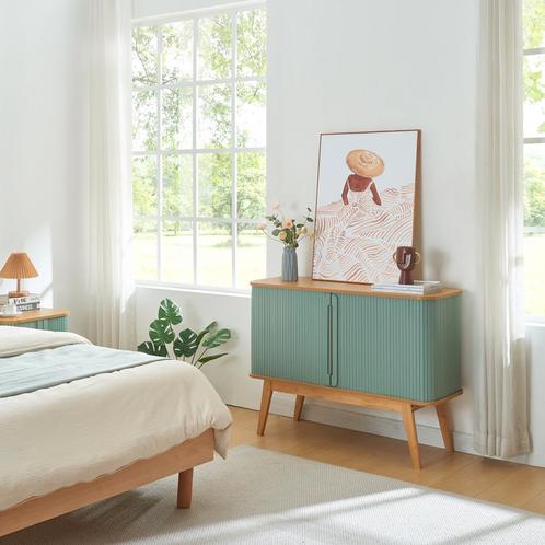 Commode Tysvær dressoir 110x40x80 cm naturel en blauw [en.ca, Huis en Inrichting, Kasten | Dressoirs, Verzenden