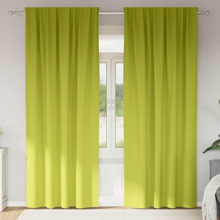 vidaXL Zwart-out Gordijnen met Ringen 2 pcs Groen 260 x 140, Huis en Inrichting, Stoffering | Gordijnen en Lamellen, Groen, Nieuw