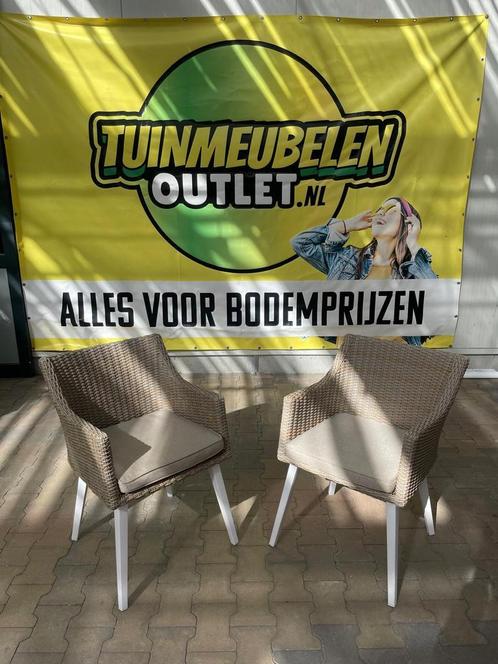 Dining tuinstoel wicker beige vierkant, Tuin en Terras, Tuinstoelen, Zo goed als nieuw, Wicker, Ophalen
