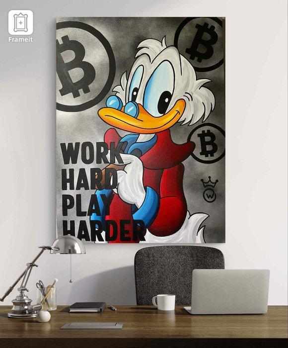 Xavier Van Walsem (1980) - scrooge mcduck work hard play, Antiek en Kunst, Kunst | Schilderijen | Modern