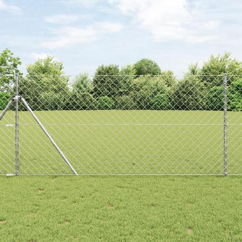 vidaXL Kettin hek met 13 palen 1.2x25 m Gegalvaniseerd staal, Tuin en Terras, Schuttingen, Nieuw, IJzer, Verzenden