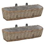 vidaXL Balkonbakken 2 st 60 cm wicker met PE-voering, Tuin en Terras, Bloempotten, Verzenden, Nieuw