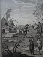 Gravure Hollands ijsplezier, kolvers schaatsers Roberts 1778, Antiek en Kunst, Verzenden