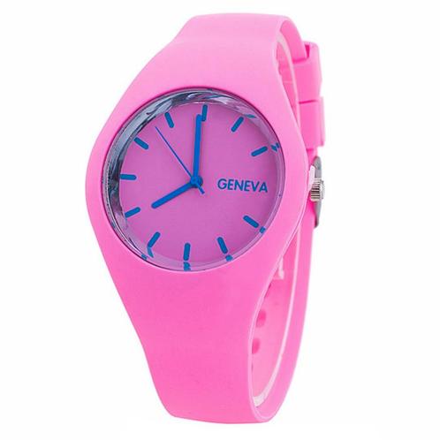 Fako® - Horloge - Geneva - Siliconen Ultra - Roze, Sieraden, Tassen en Uiterlijk, Horloges | Dames, Verzenden