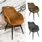 MX Sofa Eetkamerstoel Royce | Cognac | Velvet/velours stof, Huis en Inrichting, Stoelen, Ophalen, Nieuw, Industrieel