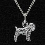Zilveren Russian terrier zwart ketting hanger - klein, Verzenden, Nieuw