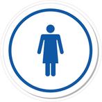 1x 15cm Rond| Dames Toilet ronde sticker Zwart Blauw Rood, Verzenden, Nieuw