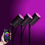 3x LED Pin Tuinspot Zwart met Color LED Tuinverlichting, Verzenden, Minder dan 50 watt, Spots, Led