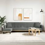 vidaXL Slaapbank L-vormig 275x140x70 cm stof donkergrijs, Verzenden, Nieuw, Stof, Minder dan 150 cm