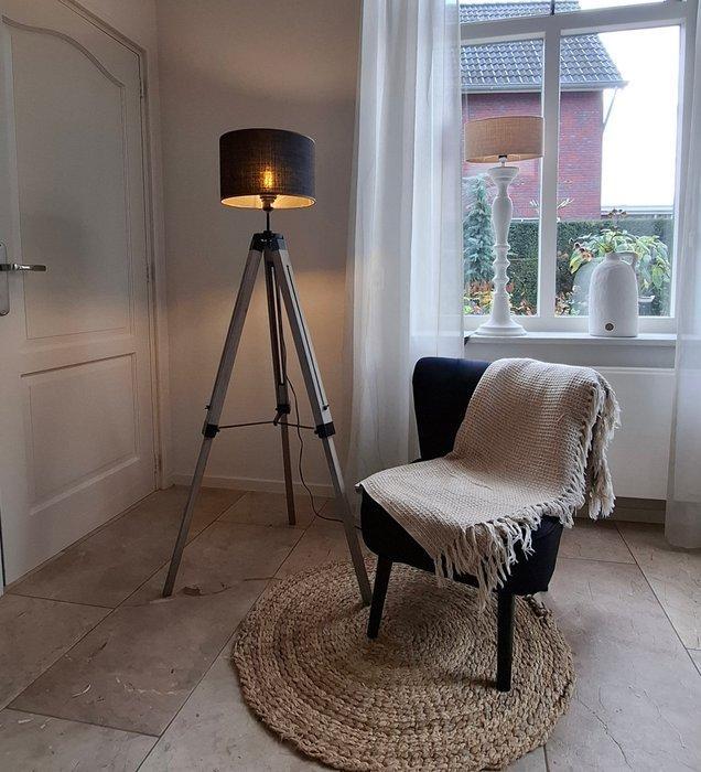 Statief vloerlamp - Hout Metaal - Driepoot lamp+kap XXL, Antiek en Kunst, Curiosa en Brocante