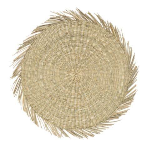 zeegras placemat rond naturel franjes 38cm, Huis en Inrichting, Woonaccessoires | Overige, Verzenden