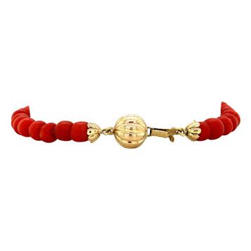 Bloedkoraal armband met gouden sluiting 18.5 cm 14 krt