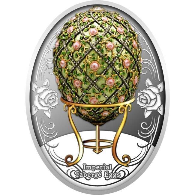 Niue. 1 Dollar 2020 Rose Trellis Faberge Eggs Series Silver, Postzegels en Munten, Edelmetalen en Baren