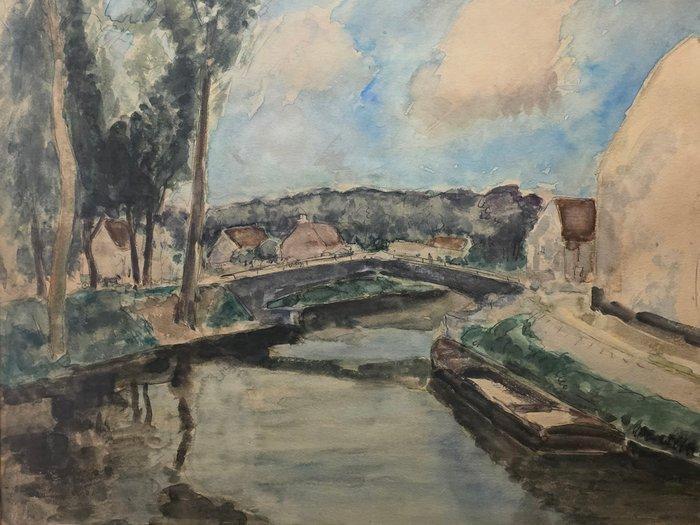 Armand Apol (1879-1950) - Pont sur le canal (Stambruges), Antiek en Kunst, Kunst | Schilderijen | Klassiek