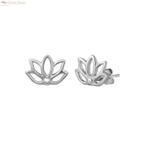 Zilveren lotus oorbellen studs, Verzenden, Nieuw, Zilver