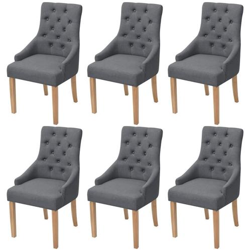 vidaXL Eetkamerstoelen 6 st stof donkergrijs, Huis en Inrichting, Stoelen, Grijs, Nieuw, Verzenden