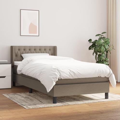 vidaXL Boxspring met matras stof taupe 90x190 cm, Huis en Inrichting, Slaapkamer | Bedden, 90 cm, 190 cm of minder, Eenpersoons