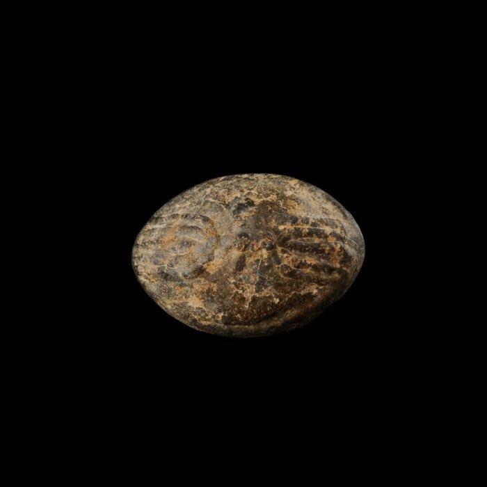 Grieks of Romeins Lood Sling Bullet met Scorpion en, Antiek en Kunst, Antiek | Overige Antiek